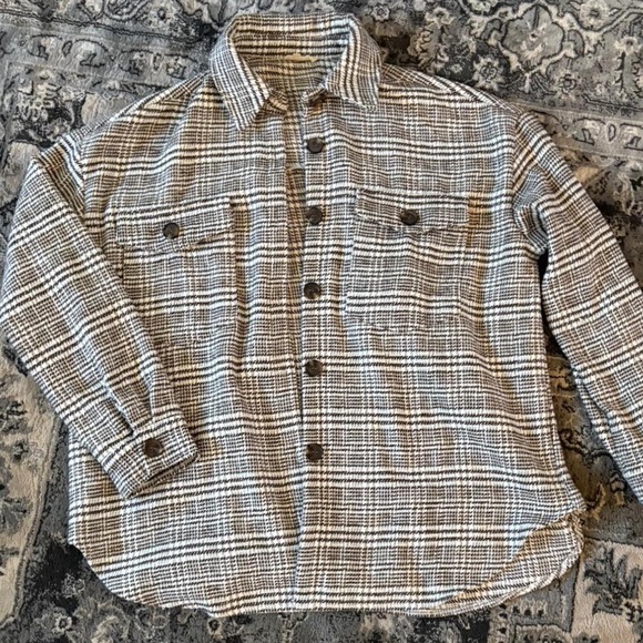 Plaid Button-Up Shacket - Picture 1 of 4